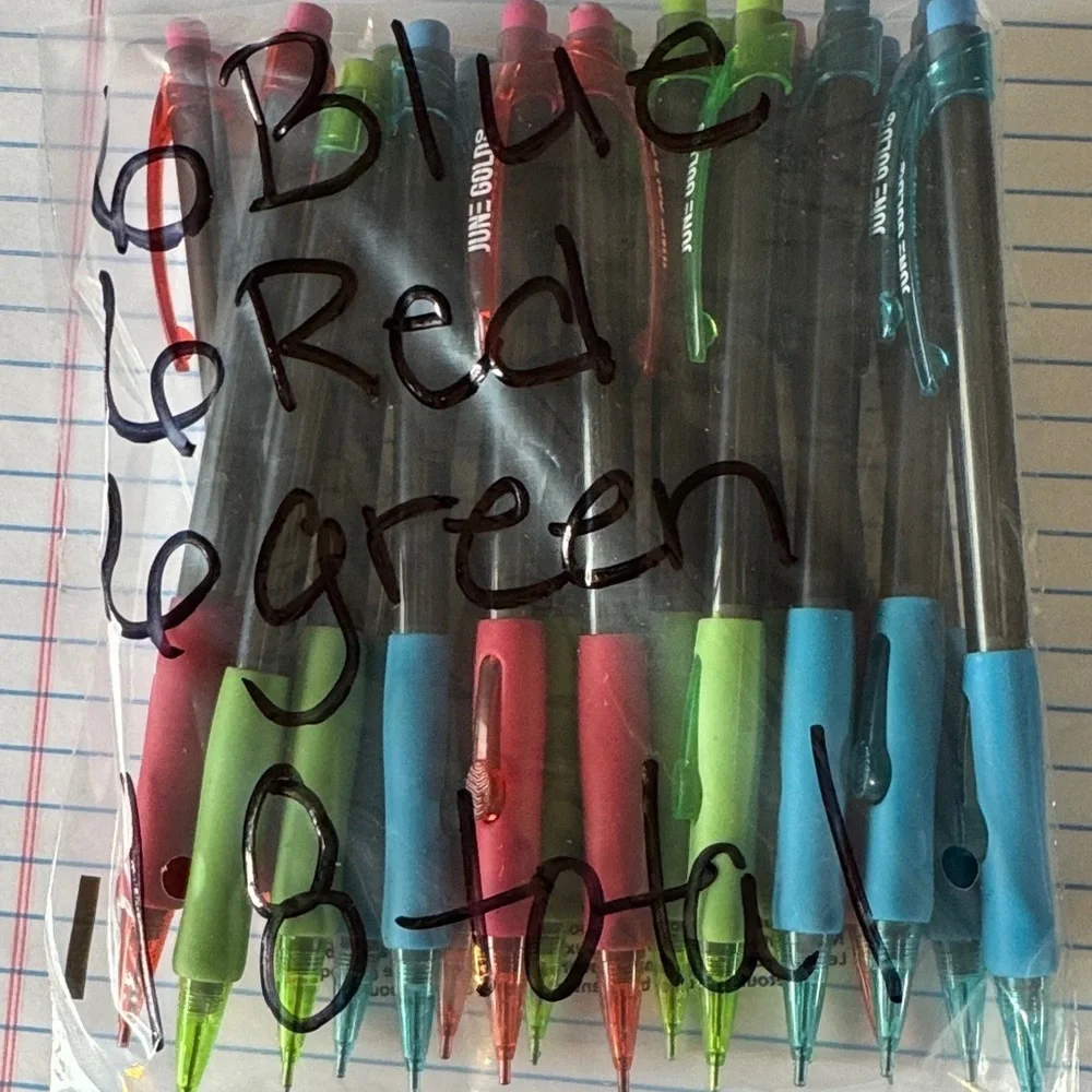 ★ Pack of 6 Blue & Red Gel Pens Smooth Writing School Office Supplies